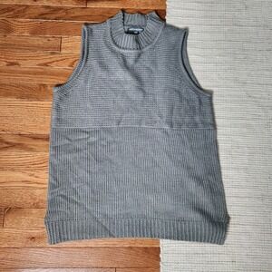 Kate & Mallory Sleeveless Sweater Vest XL Gray Mock Neck Neutral Minimalist